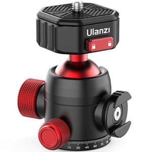ulanzi ball head with claw super quick release design, professional metal 360° rotating panoramic ball head with cold shoe, up 44.1lbs load, for tripod,monopod,slider,dslr camera (u-100)