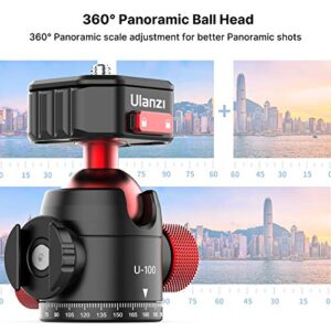 ULANZI Ball Head with Claw Super Quick Release Design, Professional Metal 360° Rotating Panoramic Ball Head with Cold Shoe, Up 44.1lbs Load, for Tripod,Monopod,Slider,DSLR Camera (U-100)