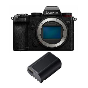 panasonic lumix s5 4k mirrorless full-frame l-mount camera with extra dmw-blk22 battery bundle (2 items)