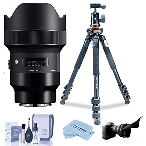 Sigma 14mm f/1.8 DG HSM Art Lens for Leica L, Black, Bundle with Vanguard Alta Pro 264AT Tripod and TBH-100 Head, Flex Shade, Cleaning Kit