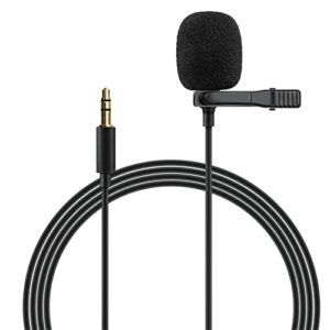 ekat car microphone for stereo 3.5mm plug and play wired mic compatible with vehicle head unit radio, noise canceling, lavalier clip