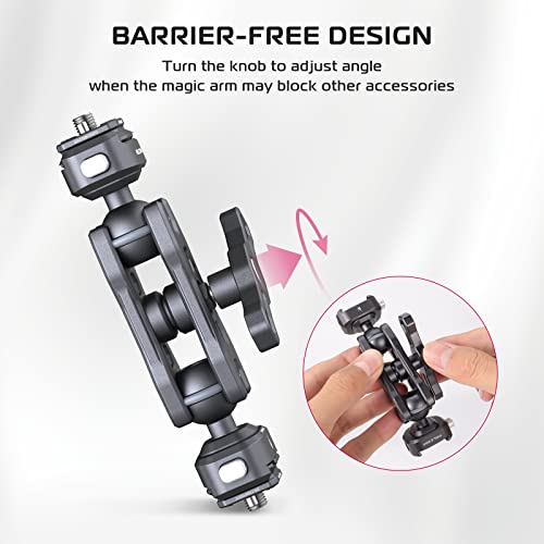 FALCAM F22 Dual Quick Release Articulating Magic Arm Kit, Camera Mounting Adapter w/ Double Ballheads, Aluminum Camera Accessory Kit for Filmmaker&Photographer, Fits for Sony Canon DSLR Monitor Webcam