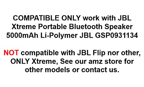 High Capacity Replacement Battery + Tool + Guide (Link) for JBL Xtreme Extreme Portable Bluetooth Speaker 5000mAh Li-Polymer JBL GSP0931134 Repair Power