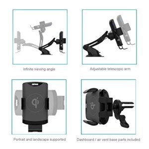10W Wireless Car Charger Phone Mount, Arteck Universal Car Mount Phone Holder Fast Charging Compatible with iPhone 14 14Pro 13 13Pro 13 Mini 12 11, Samsung Galaxy S Series/Note, Other Smartphone