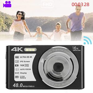 Digital Camera, Mini Digital Camera 48MP Image Resolution 2.8 Inch Screen for Teenagers (Black)