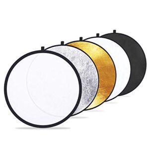 Etekcity Reflector Photography 43" (110cm) 5-in-1 Light Reflectors for Photography Multi-Disc Photo Reflector Collapsible with Bag - Translucent, Silver, Gold, White and Black