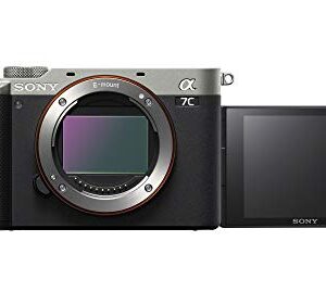 Sony Alpha a7C Full-Frame Compact Mirrorless Camera (Silver) Bundle with FE 50mm f/1.8 Lens (6 Items)