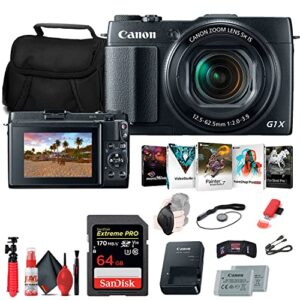 canon powershot g1 x mark ii digital camera (9167b001), 64gb memory card, nb13l battery, charger, card reader, corel photo software, hdmi cable, case, flex tripod, hand strap + more (renewed)