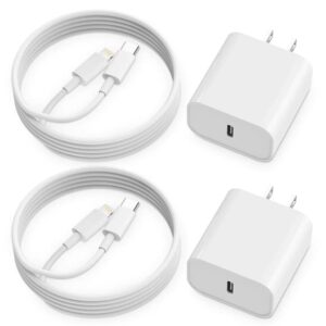 [apple mfi certified] iphone fast charger, 2pack 20w pd type c wall charger block with 6ft usb-c to lightning cables compatible with iphone 14/13/ 12/11/ xs/xr/x/ 8 plus/ipad