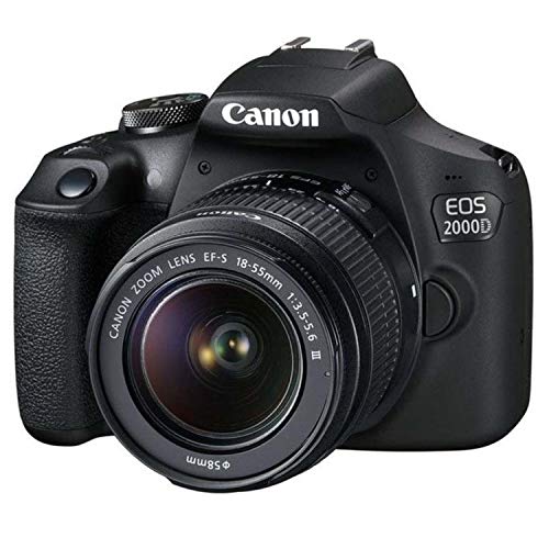 Canon EOS 2000D / Rebel T7 DSLR Camera w/ 18-55mm F/3.5-5.6 III Lens + Canon Case + 32GB SD Card (13pc Bundle) (Renewed)