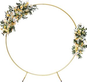 6.7ft aluminum round balloon arch golden circle backdrop stand for birthday party, baby shower, wedding, graduation and photo background decoration