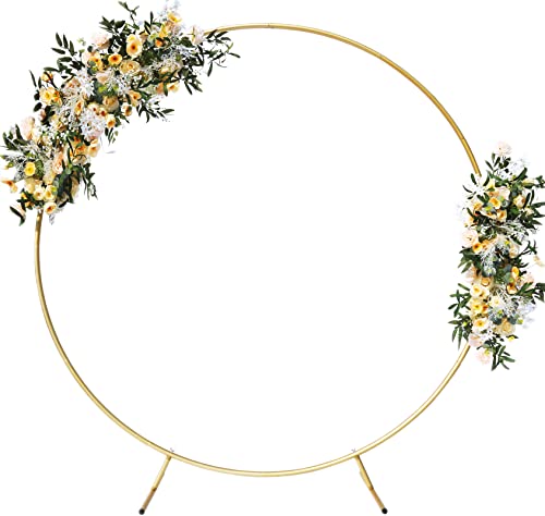 6.7FT Aluminum Round Balloon Arch Golden Circle Backdrop Stand for Birthday Party, Baby Shower, Wedding, Graduation and Photo Background Decoration