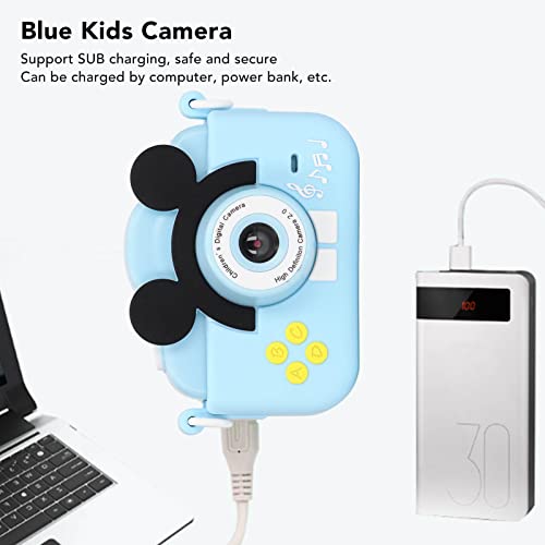 Jeanoko Mini Kids Camera, Blue Kids Camera High Definition with Lanyard for Home