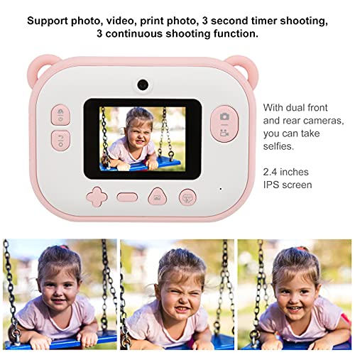 Instant Print Camera for Kids, 2.4'' IPS Screen Rechargeable Camera Digital Creative Print Camera with Multiple Functions, for Boys Girls Gift