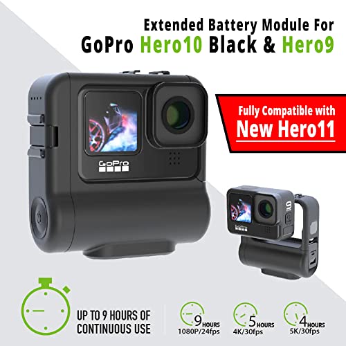 Re-Fuel 9 Hour Go Pro Battery – Go Pro Hero 9 Battery – GoPro Hero 11 - GoPro Accessories – Works with HERO11, HERO10, HERO9 Black Camera Battery – Waterproof (33ft Underwater), Dustproof, 0F to 110F