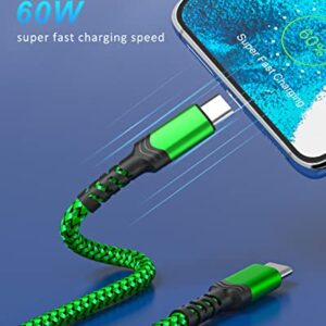 Besgoods USB C to USB C Fast Charging Cable, [10ft, 2Pack] PD Fast Charging Type C Charger Compatible with Galaxy S22 Ultra/S21 FE, A53, Note20, Pad Pro/Air5/4/Mini6, Tab S8, Pixel 6/5 -Green,2Pack