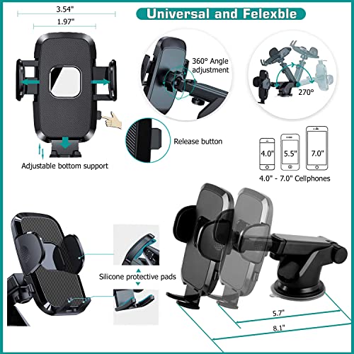 Mariety Universal Phone Mount for Car - 4-in-1 for Dashboard - Windshield - Air Vent – Desk - Car Phone Holder Mount - Cell Phone Holder Car - Car Phone Mount