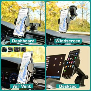 Mariety Universal Phone Mount for Car - 4-in-1 for Dashboard - Windshield - Air Vent – Desk - Car Phone Holder Mount - Cell Phone Holder Car - Car Phone Mount