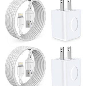 Apple Charger Kits for iPhone 14 Pro Max 14Pro 14 Plus 13Pro 13 12 11 SE 10 XR X XS 8 7 6 6s Plus, Dual USB Charger Block with USB to Lightning Cable, 2.1amp travel wall plug adapter+USB lighting cord