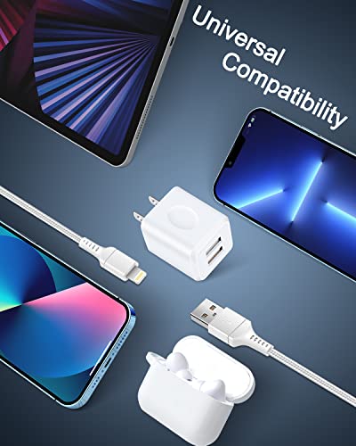 Apple Charger Kits for iPhone 14 Pro Max 14Pro 14 Plus 13Pro 13 12 11 SE 10 XR X XS 8 7 6 6s Plus, Dual USB Charger Block with USB to Lightning Cable, 2.1amp travel wall plug adapter+USB lighting cord