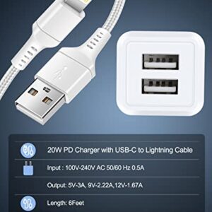 Apple Charger Kits for iPhone 14 Pro Max 14Pro 14 Plus 13Pro 13 12 11 SE 10 XR X XS 8 7 6 6s Plus, Dual USB Charger Block with USB to Lightning Cable, 2.1amp travel wall plug adapter+USB lighting cord