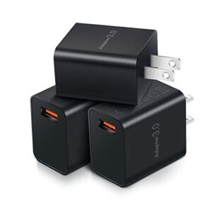 okray 3-pack 18w 3.0 adapter fast charge 3.0 usb wall charger power adapter quick charging blocks compatible with iphone 13/12/11/xr/xs/ipad, samsung galaxy s20/10/s9/s8 note 20/10/9, wireless charger