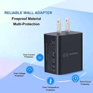 OKRAY 3-Pack 18W 3.0 Adapter Fast Charge 3.0 USB Wall Charger Power Adapter Quick Charging Blocks Compatible with iPhone 13/12/11/XR/XS/iPad, Samsung Galaxy S20/10/S9/S8 Note 20/10/9, Wireless Charger