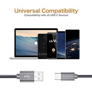 Short USB C Cable,(0.5ft 2-Pack) USB Type C Charger Nylon Braided Fast Charging Cord Compatible Samsung Galaxy S10+ S9 S8 Plus,Note 9 8,LG G6 G7 V35,Pixel 2 XL,15cm Perfect Size for Power Bank(Grey)