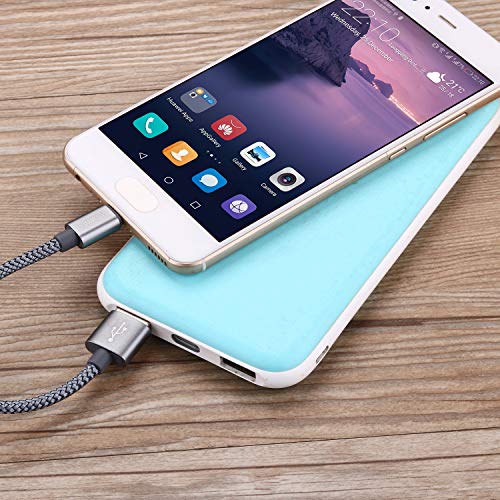 Short USB C Cable,(0.5ft 2-Pack) USB Type C Charger Nylon Braided Fast Charging Cord Compatible Samsung Galaxy S10+ S9 S8 Plus,Note 9 8,LG G6 G7 V35,Pixel 2 XL,15cm Perfect Size for Power Bank(Grey)