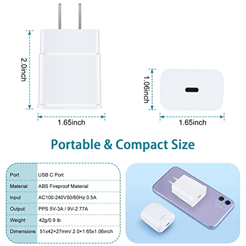 Type C Super Fast Samsung Galaxy A14 A13 5G A03s Charger Adapter 2 Pack 25W PD USB C Wall Charger Box Charging Block for Samsung S23 S22 Ultra S21 S20 A53 A54 A34 A52 Z Fold 4 Z Flip 4 A32,iPhone 14