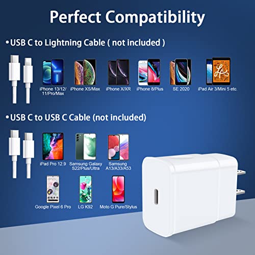 Type C Super Fast Samsung Galaxy A14 A13 5G A03s Charger Adapter 2 Pack 25W PD USB C Wall Charger Box Charging Block for Samsung S23 S22 Ultra S21 S20 A53 A54 A34 A52 Z Fold 4 Z Flip 4 A32,iPhone 14