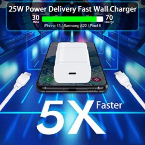Type C Super Fast Samsung Galaxy A14 A13 5G A03s Charger Adapter 2 Pack 25W PD USB C Wall Charger Box Charging Block for Samsung S23 S22 Ultra S21 S20 A53 A54 A34 A52 Z Fold 4 Z Flip 4 A32,iPhone 14