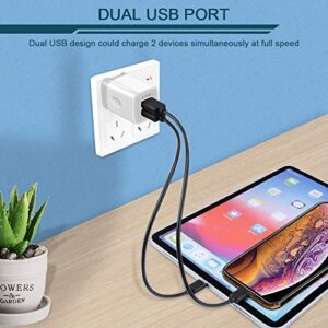 3Pack Fast Charging Cubes, Foldable Dual Port Charger Block, AILKIN Fast USB Plug Power Adapter Fold up Box Base Brick for iPhone XR/XS Max/X iPad Samsung Galaxy Tablet Kindle Fire LG Pixel Xbox Blu