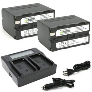 wasabi power battery (2-pack) and dual charger for sony np-f950, np-f960, np-f970, np-f975 (l series)