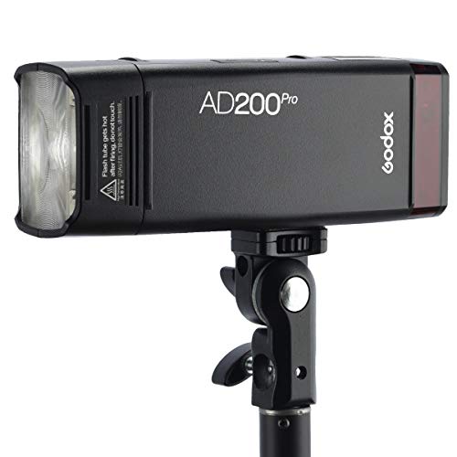 GODOX AD200Pro Godox AD200 PRO Version, 200Ws 2.4G Flash Strobe, 1/8000 HSS, 500 Full Power Flashes, 0.01-1.8s Recycling, 2900mAh Battery, Bare Bulb/Speedlite Fresnel Flash Head, Lightweight Compact