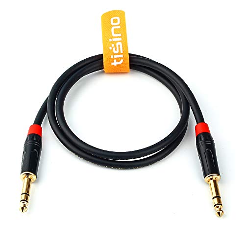 Tisino DISINO 1/4 inch TRS Cable, Heavy Duty 6.35mm Male to Male Stereo Jack Balanced Audio Path Cord Interconnect Cable - 16 feet/5 Meters