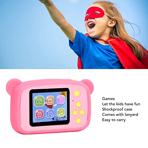 Jeanoko Children Camera, Digital Portable Rechargeable 2 Inch Display Kid Video Camera Birthday Gift for Outdoor Activity for Home Travel(Pink)