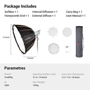 SMALLRIG Parabolic Softbox Quick Release, Parabolic Softbox, Compatible with SmallRig RC 120D/RC 120B/RC 220D/RC220B and Other Bowens Mount Light (33.5inch/85cm)