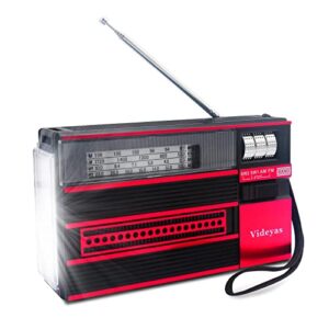 am fm portable radio – rechargeable radio with flashlight portable am/fm sw 1-2 multiwave radio – super strong signal large speaker transistor antenna gift for the elderly, friends, couples(s307)