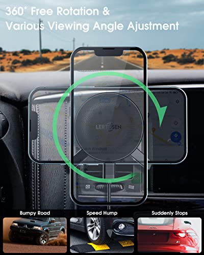 【Semiconductor Cooling Version】 Magsafe Car Charger, LERTOSEN Magnetic Wireless Car Charger for iPhone 14/13/12/Pro/Pro Max/Mini,15W Fast Charging Mag Safe Car Mount Charger Air Vent Phone Holder