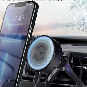 【Semiconductor Cooling Version】 Magsafe Car Charger, LERTOSEN Magnetic Wireless Car Charger for iPhone 14/13/12/Pro/Pro Max/Mini,15W Fast Charging Mag Safe Car Mount Charger Air Vent Phone Holder