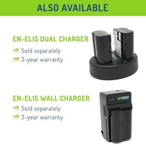 Wasabi Power Battery (2-Pack) for Nikon EN-EL15, EN-EL15a, EN-EL15b, EN-EL15c & D500, D600, D610, D750, D780, D800, D800E, D810, D810A, D850, D7000, D7100, D7200, D7500, Z5, Z6, Z6II, Z7, Z7II, 1 V1