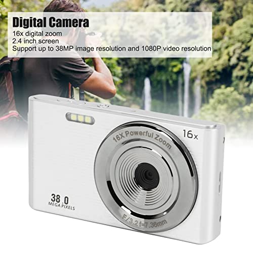 Digital Camera, 1080P 38MP 2.4 Inch LCD Screen Kids Camera with 16X Digital Zoom, Compact Portable Point and Shoot Camera Small Rechargeable Camera for Teens Students Boys Girls