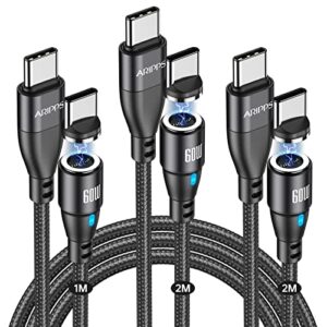 aripps usb c to usb c magnetic charging cable[3-pack, 3.3ft/6.6ft/6.6ft], 60w/3a fast charging usb type c charger cord compatible with samsung galaxy s21/s21+ ultra 5g, s20/s20, pixel, switch & more