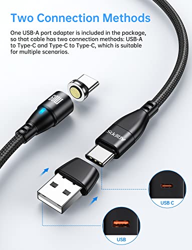 Aripps USB C to USB C Magnetic Charging Cable[3-Pack, 3.3ft/6.6ft/6.6ft], 60W/3A Fast Charging USB Type C Charger Cord Compatible with Samsung Galaxy S21/S21+ Ultra 5G, S20/S20, Pixel, Switch & More