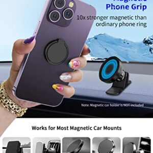 Nicwea Magnetic Phone Grip [4 Strong Magnets] Mount for All Metal Surface, Ultra-Slim Metal Phone Ring for Magnetic Car Holder Compatible with iPhone 14/13/12 Pro Max, Samsung & Any Phones, Black