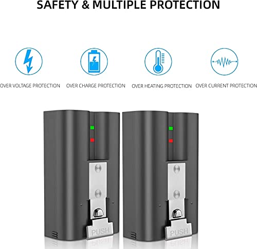 2 Packs 6500mAh Replacement Battery and USB Charging Station,Compatible with Ring-Doorbell Camera 2/3/4,Spotlight Camera and Stick Up Camera,Rechargeable Upgraded Lithium-ion Batteries 3.65V Camera