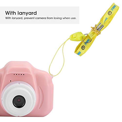 ASHATA Portable Cartoon Camera, Mini 1080P Digital Camera, One Click Smart Focusing, Anti Shake, with 2.0 inch Screen, The Best Gift for Kids, Children(Pink)