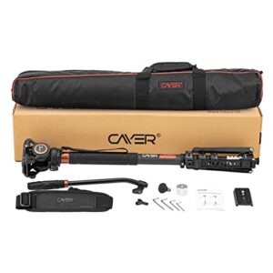 Cayer CF34 Carbon Fiber Camer Monopod Kit, 71 inch Professional Telescopic Video Monopods with Video Fluid Head and Folding Support Base for DSLR Video Cameras Camcorders, Plus 1 Extra Sliding Plate