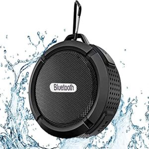 Bluetooth Speaker, IPX7 Waterproof Shower Bluetooth Speaker, Portable Wireless Outdoor Speaker with HD Sound, Support TF Card, Suction Cup for Home, Pool, Beach, Boating, Hiking 6H Playtime -Black